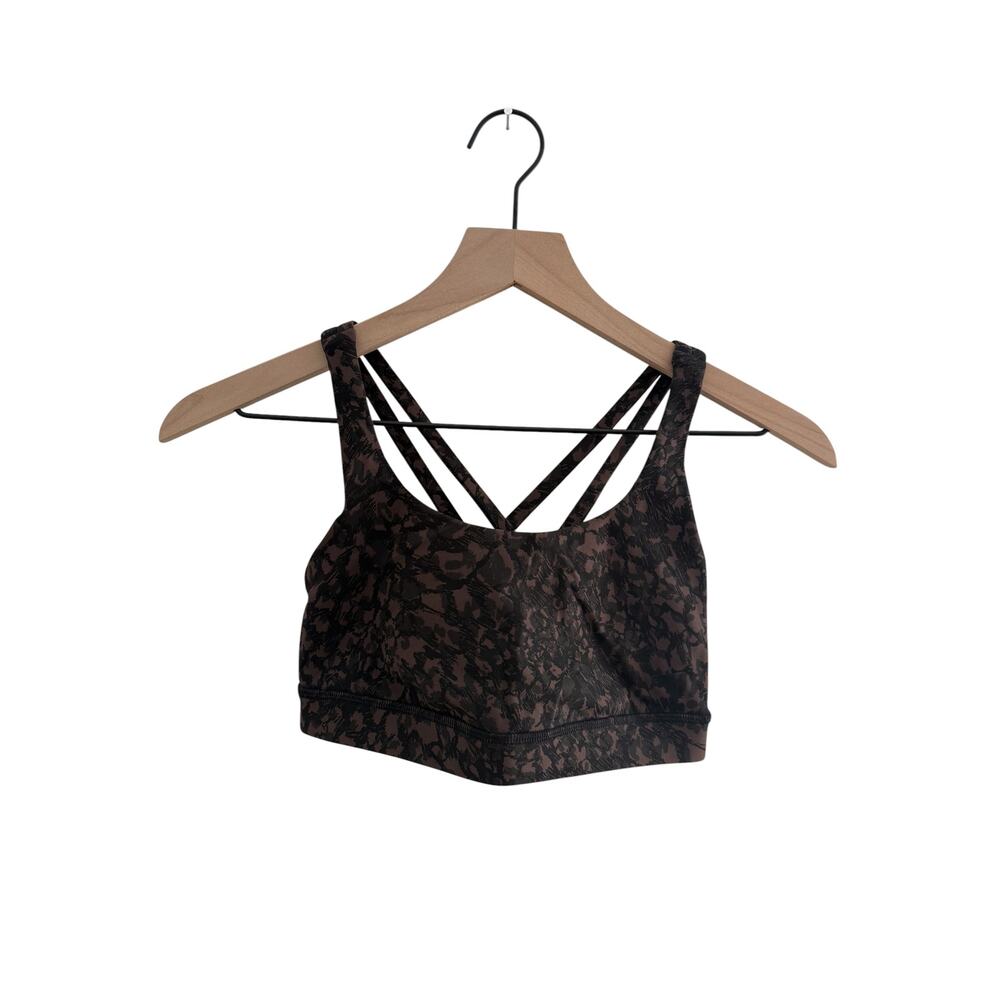Lululemon Energy Bra Sports Bra B–D Cup Brown Wild Camouflage Womens Size 4